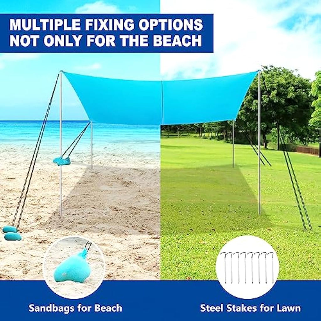 Jolof Store UPF50+ Beach Tent – 3x3m Portable Family Sun Shade Canopy
