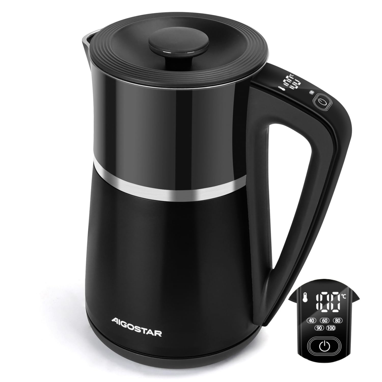 Aigostar 1.7L Electric Kettle – 5 Temp Settings & Double Wall Insulation