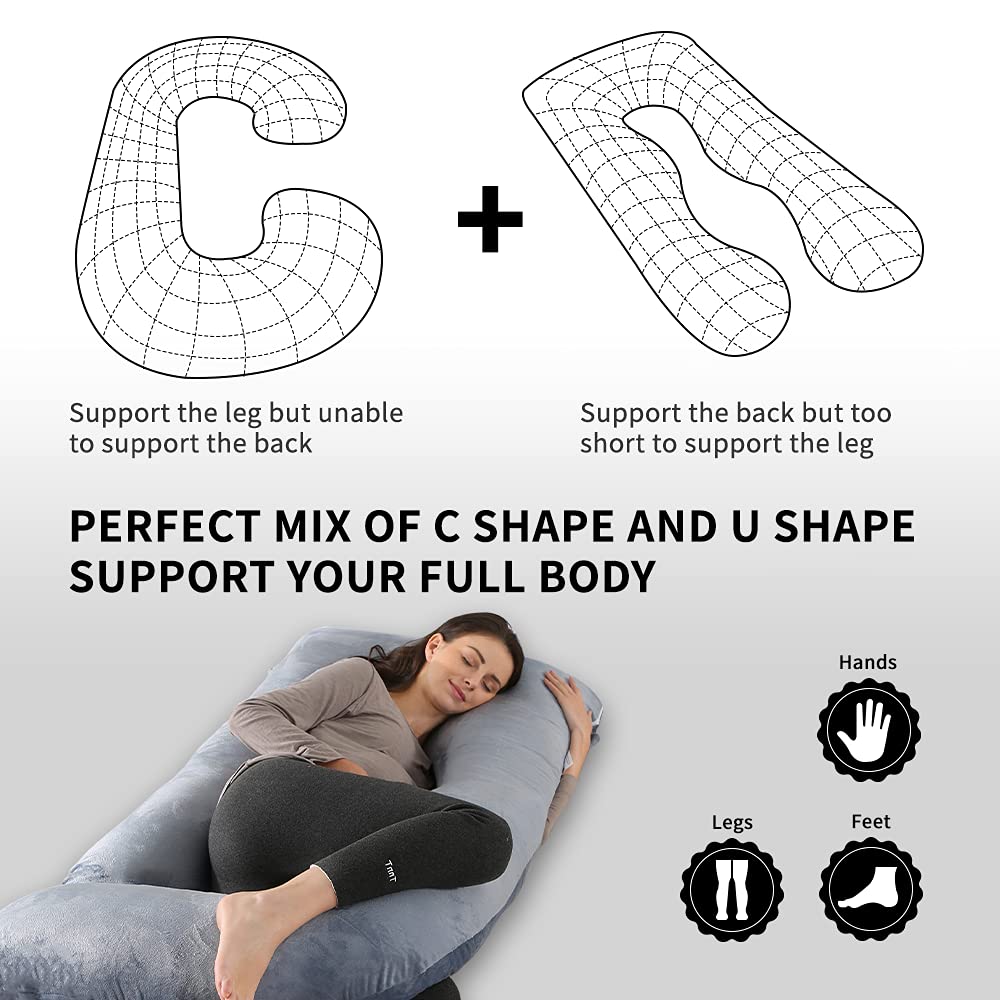 Wndy's Dream 60 Inch J-Shaped Pregnancy Pillow | Full Body Support