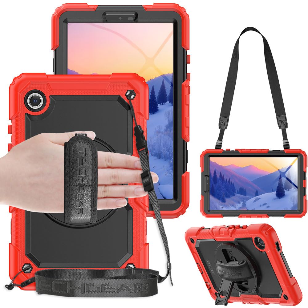 TECHGEAR Samsung Galaxy Tab A9 8.7 Rugged Shockproof Case - Red