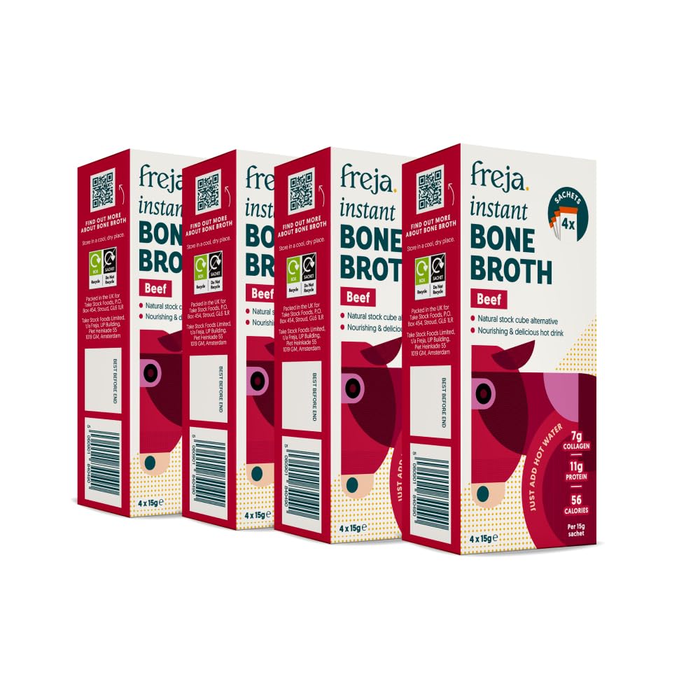 Freja Instant Beef Bone Broth - Natural Collagen & Protein (16 Sachets)