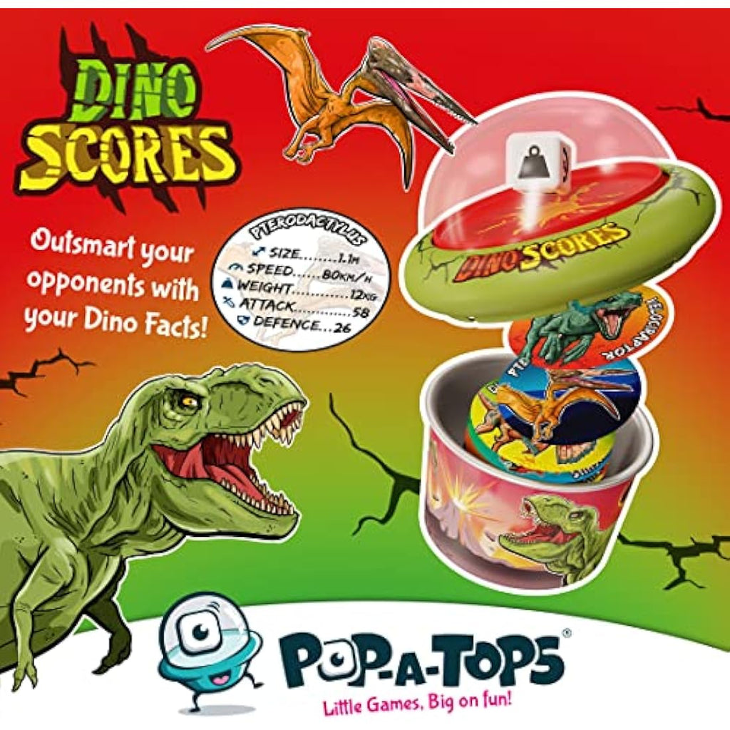 Pop-A-Tops Dinosaur Card Game – Portable Educational Toy