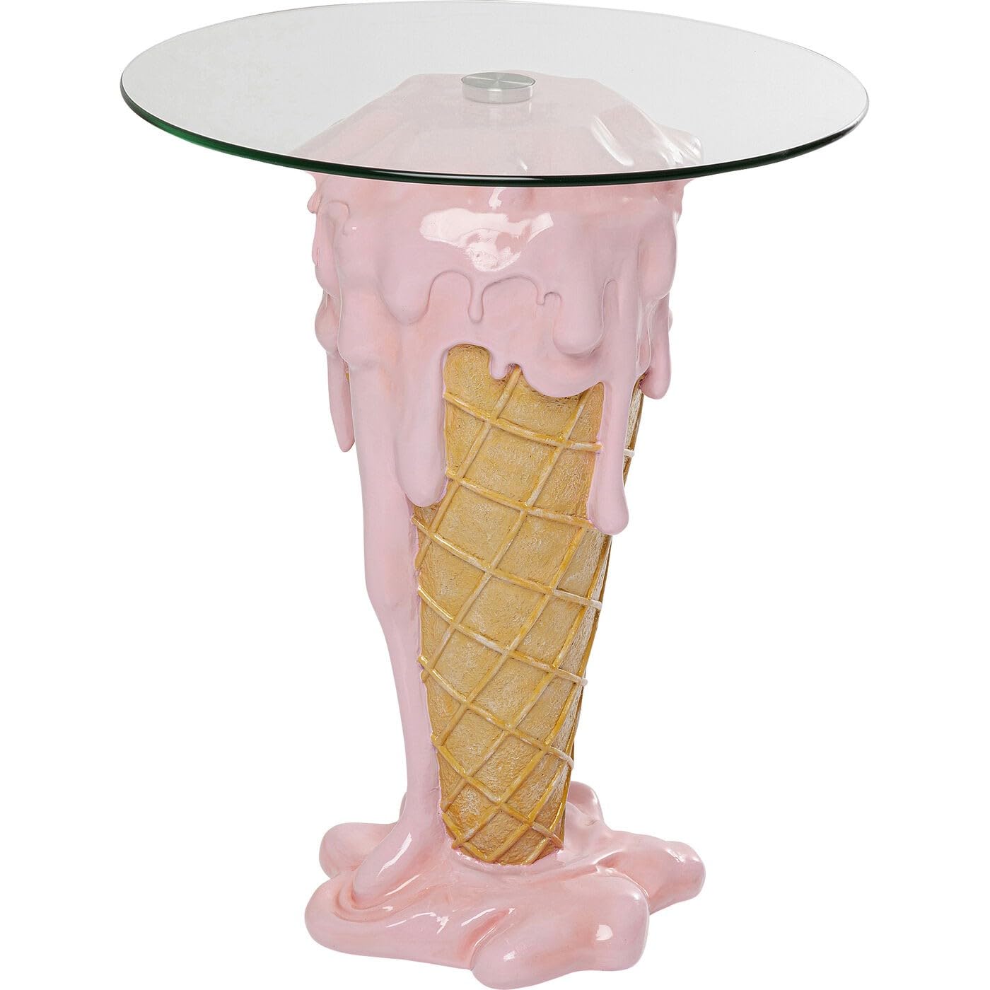 Kare Design Ice Cream Bistro Table | Pink Round Safety Glass - 60cm