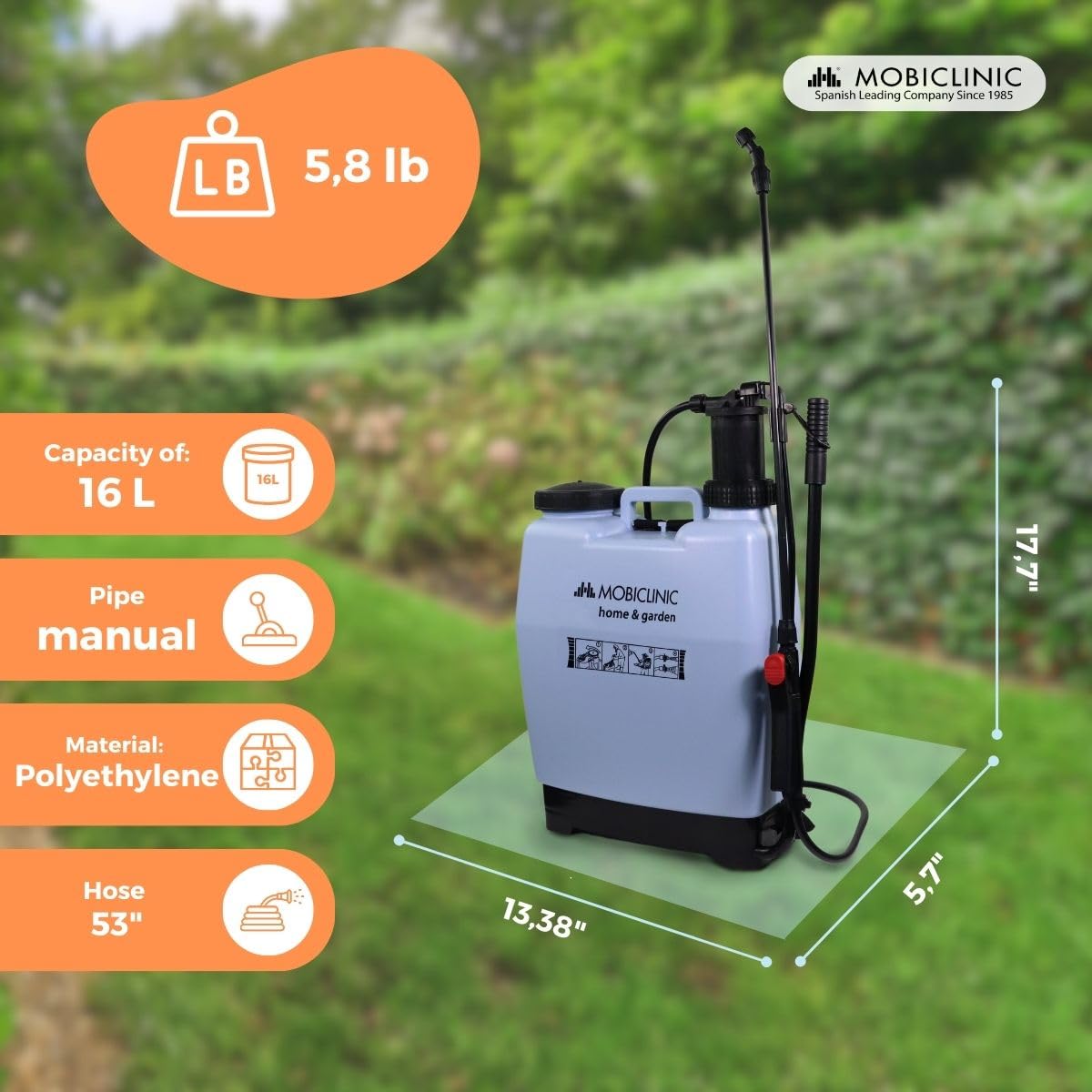Mobiclinic Fumibug 16L Backpack Pressure Sprayer | 4 Adjustable Nozzles