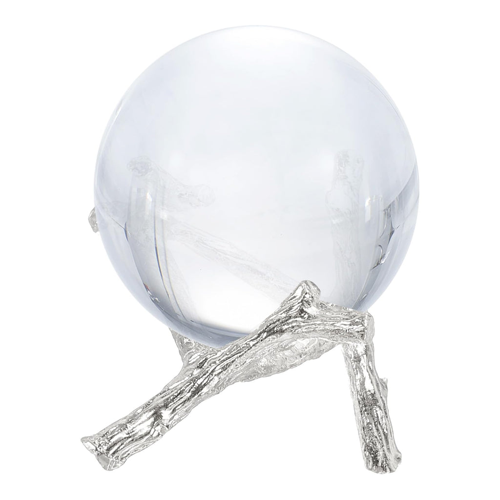 sourcing map Metal Crystal Sphere Holder, 2.2" Dia Ball Display Stand Quartz Ball Orb Holder for Glass Home Decor, Tripod Stand, White - image 1