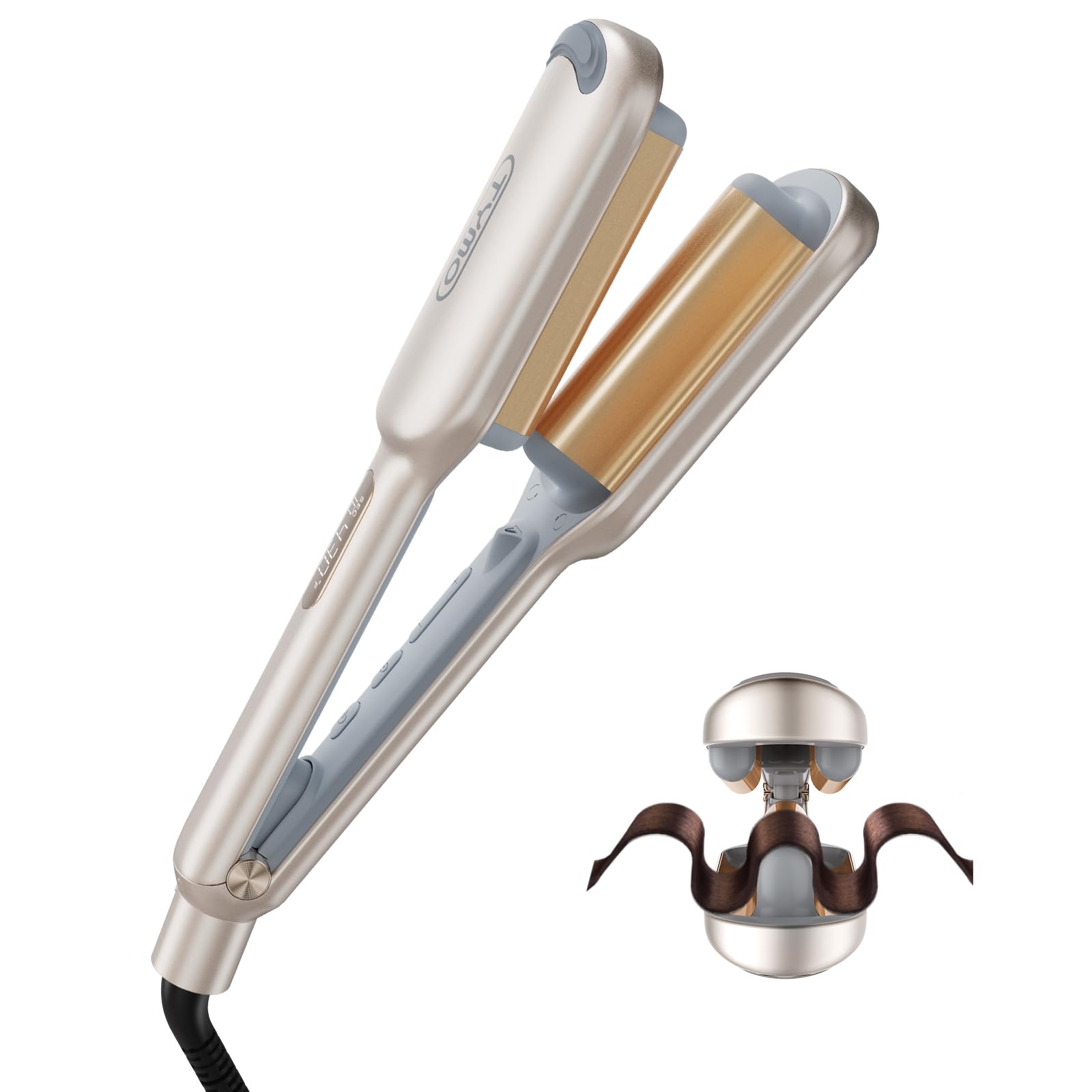 TYMO ROVY Hair Waver - 1 Inch Ionic Ceramic Deep Crimper, Elegant Gold