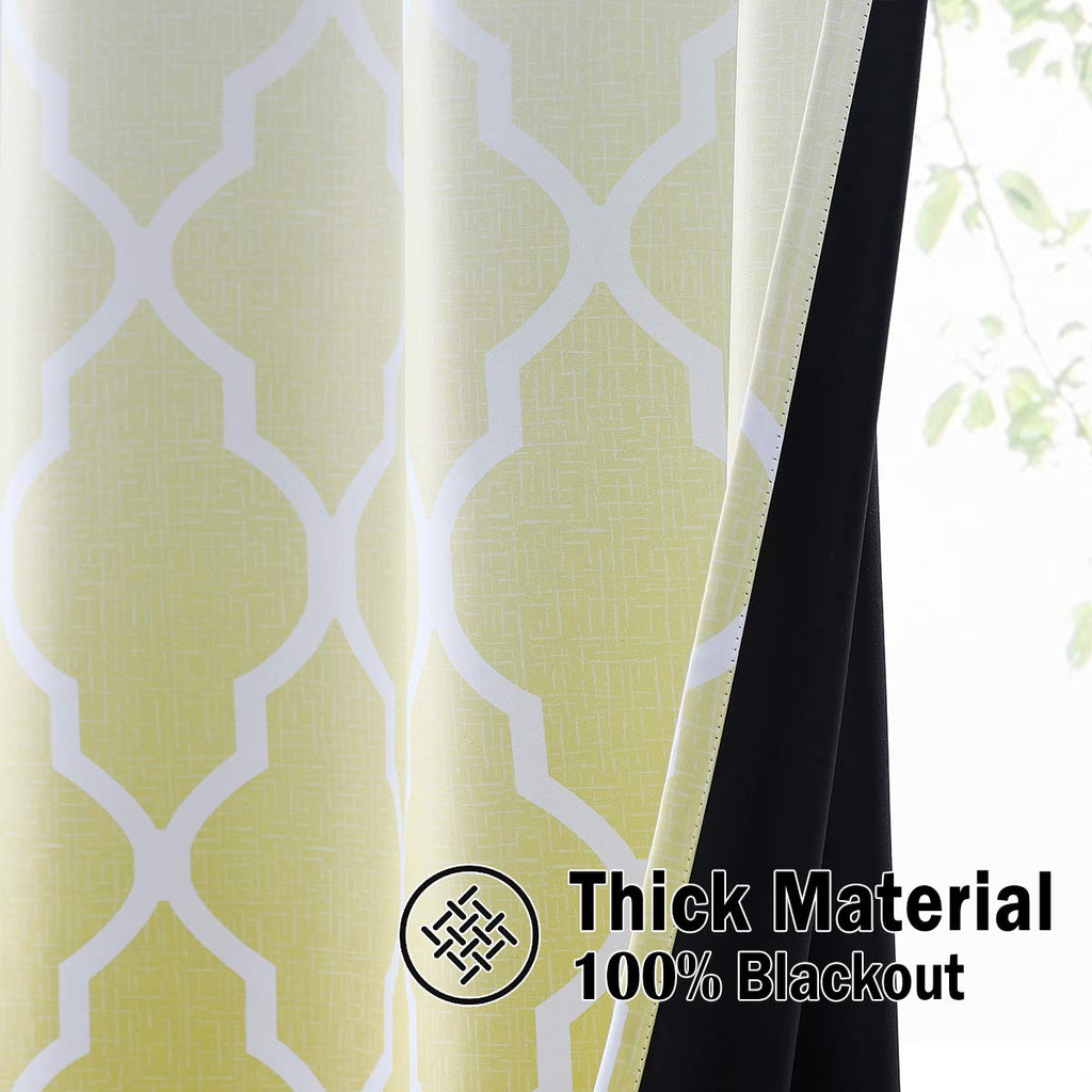 Beauoop Yellow Ombre Blackout Curtains – 72 Inch Geometric Eyelet Drapes