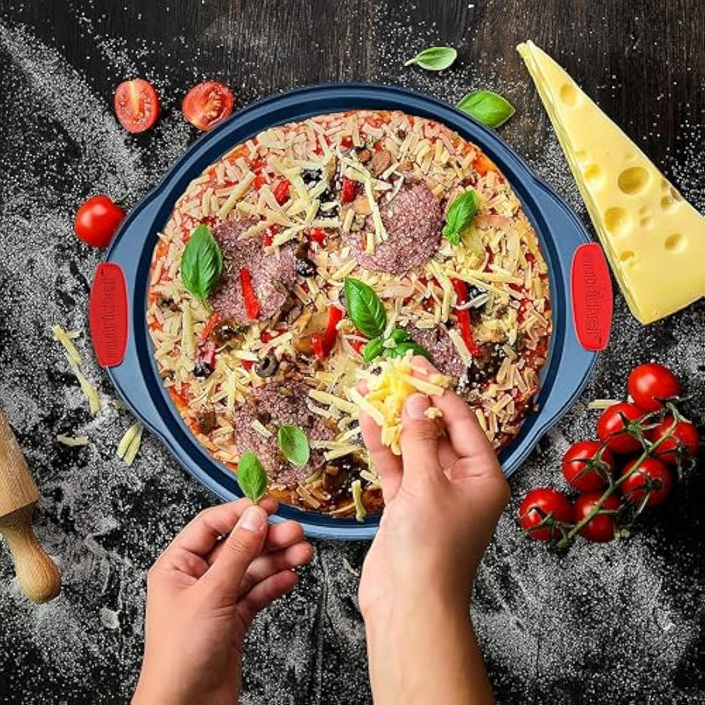 NutriChef 8-Piece Non-Stick Carbon Steel Baking Set - Blue & Red