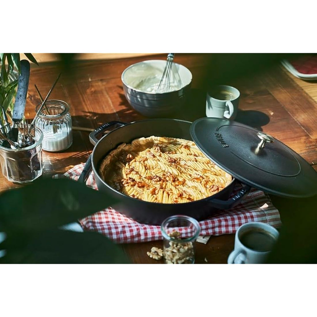STAUB Cast Iron Sauté Pan with Chistera Lid - Black, 28 cm, 3.7 L