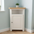 GROF GROFurniture Snow White finish Tall Corner Cabinet, Triangle Unit open compartment with shelf fit all Livingroom, Bathroom & Hallway - image 1