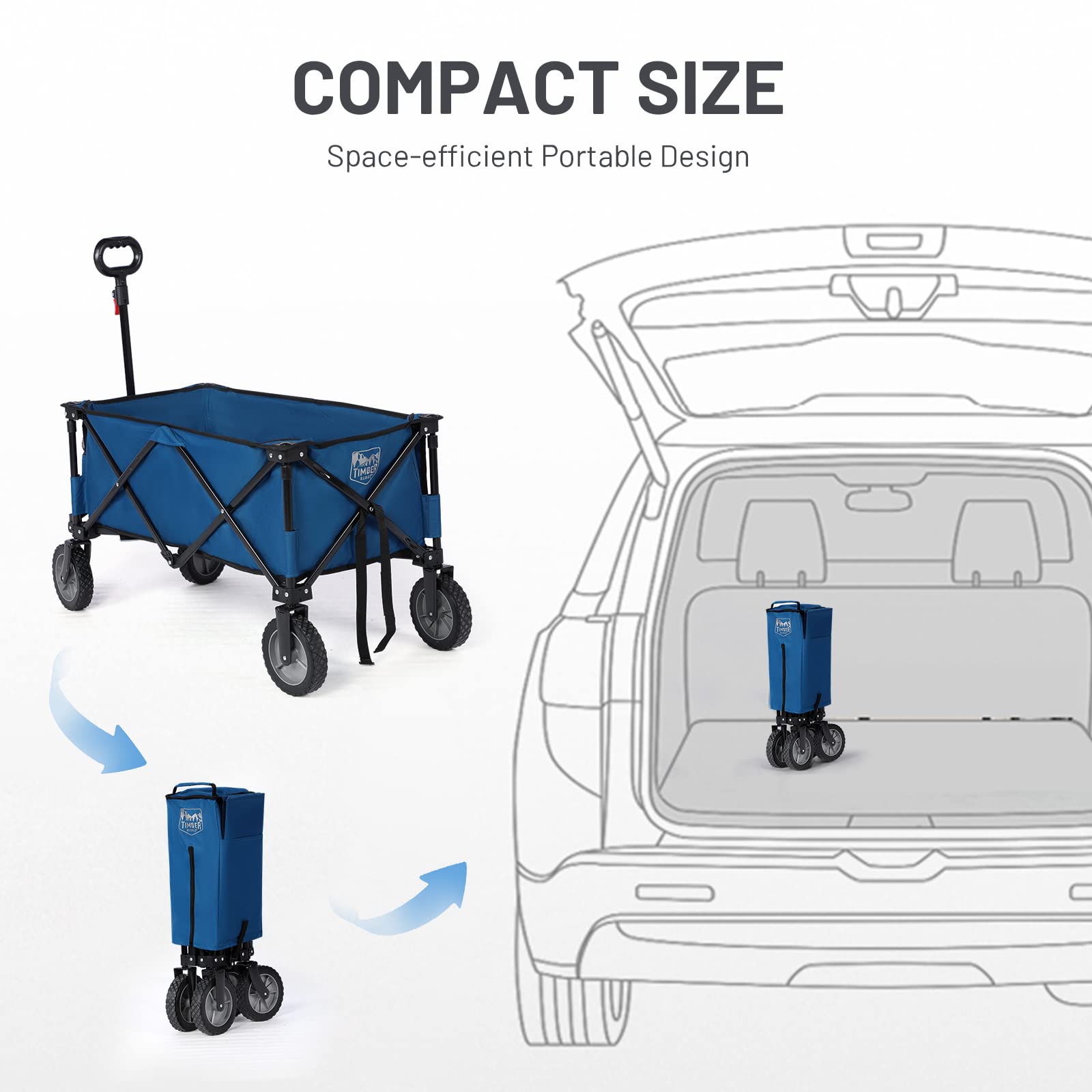 TIMBER RIDGE Folding Camping Wagon – 135L Heavy Duty Beach Trolley