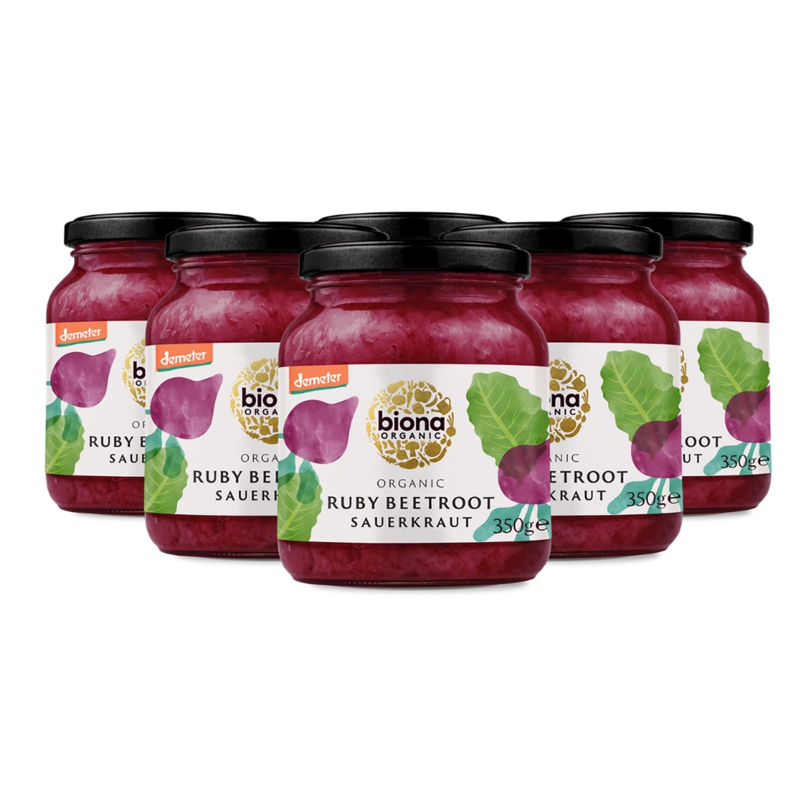 Biona Organic Ruby Red Sauerkraut with Beetroot - 350g (Pack of 6)
