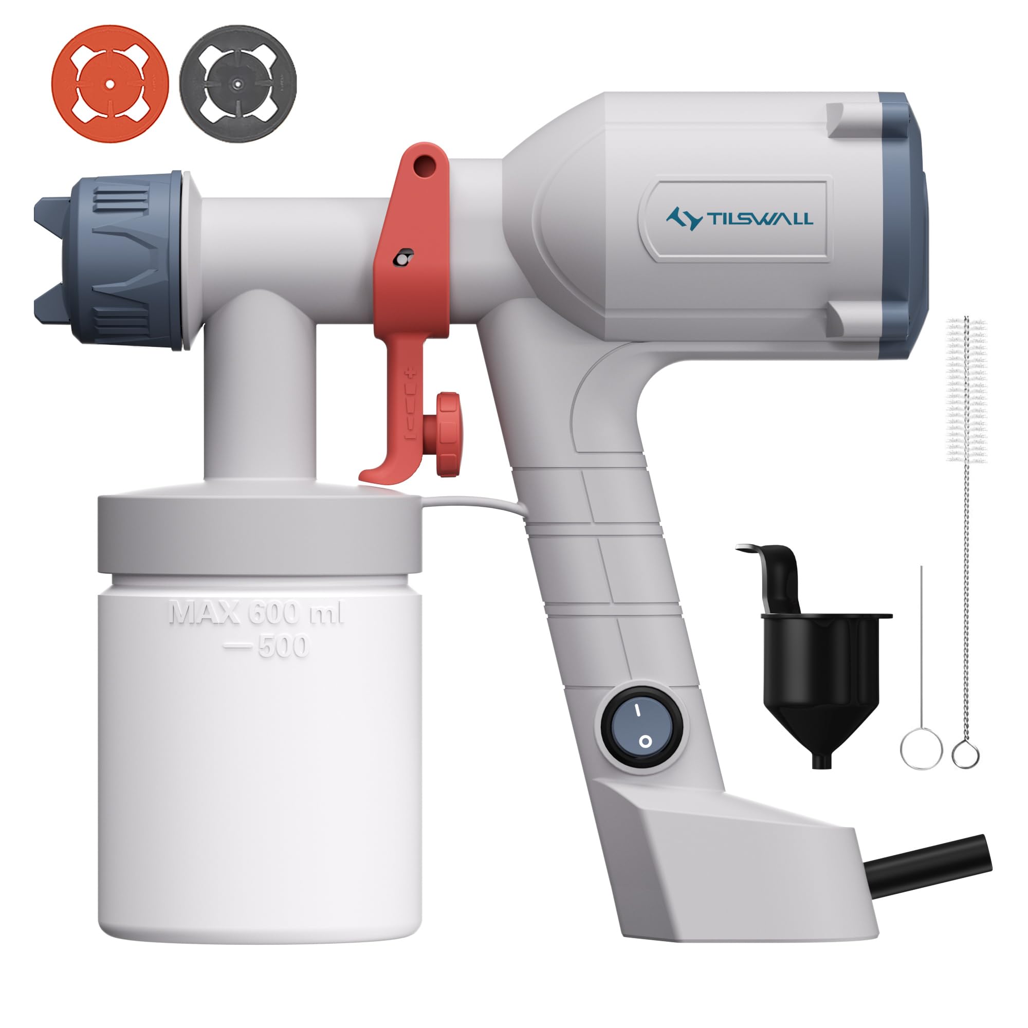 Tilswall Ultra-Light Electric Paint Sprayer with 2 Nozzles - White