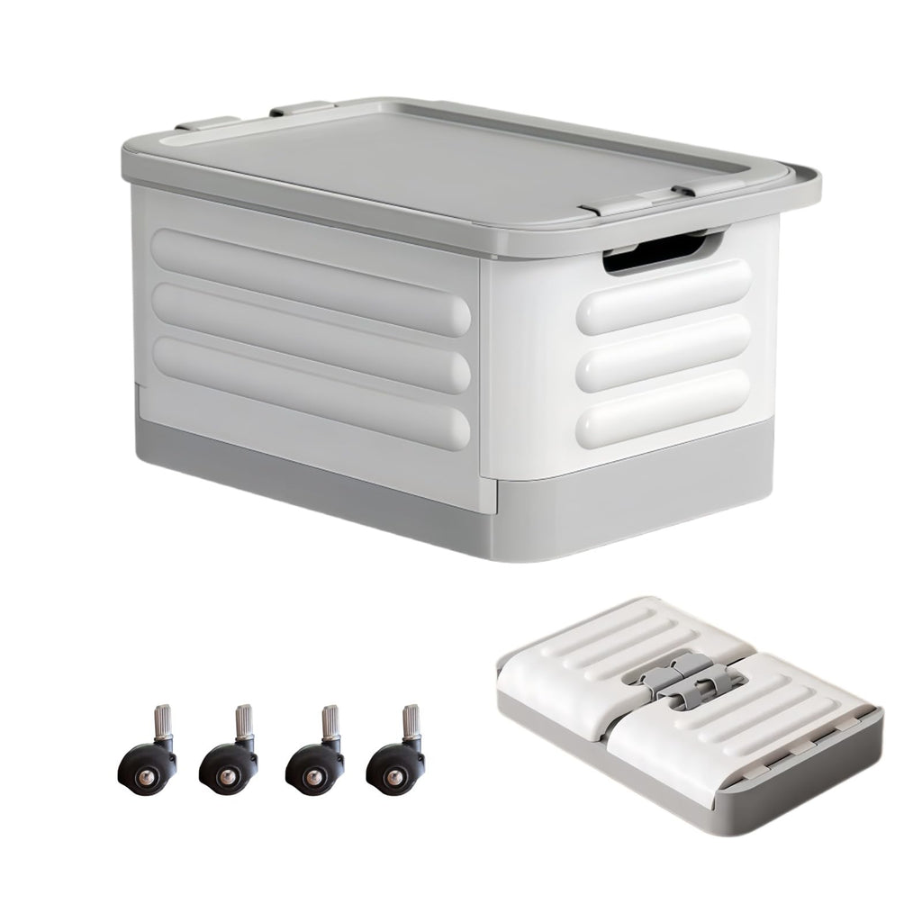 40L Foldable Storage Box with Wheels Heavy Duty Storage Trunk Organiser with Lid 360° Rotating Wheels & Fixed Handle - image 1