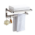Booxihome Stainless Steel Double Towel Rack with 6 Hooks – Chrome 37cm