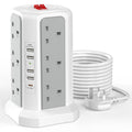 Jolof Store 12-Way Surge Protected Tower Extension Lead, 5M, 20W USB-C