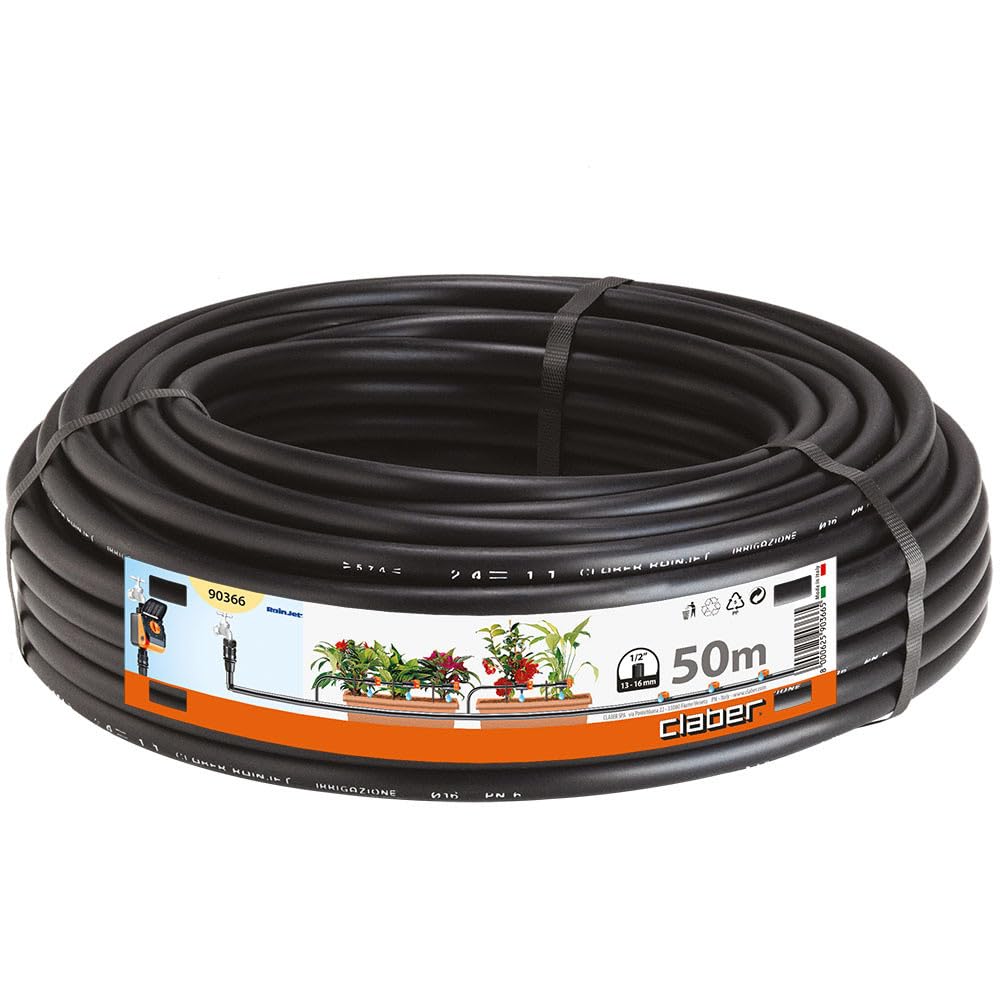 Claber Drip Irrigation Tubing – Black/Orange/Grey Garden Hose (87275)