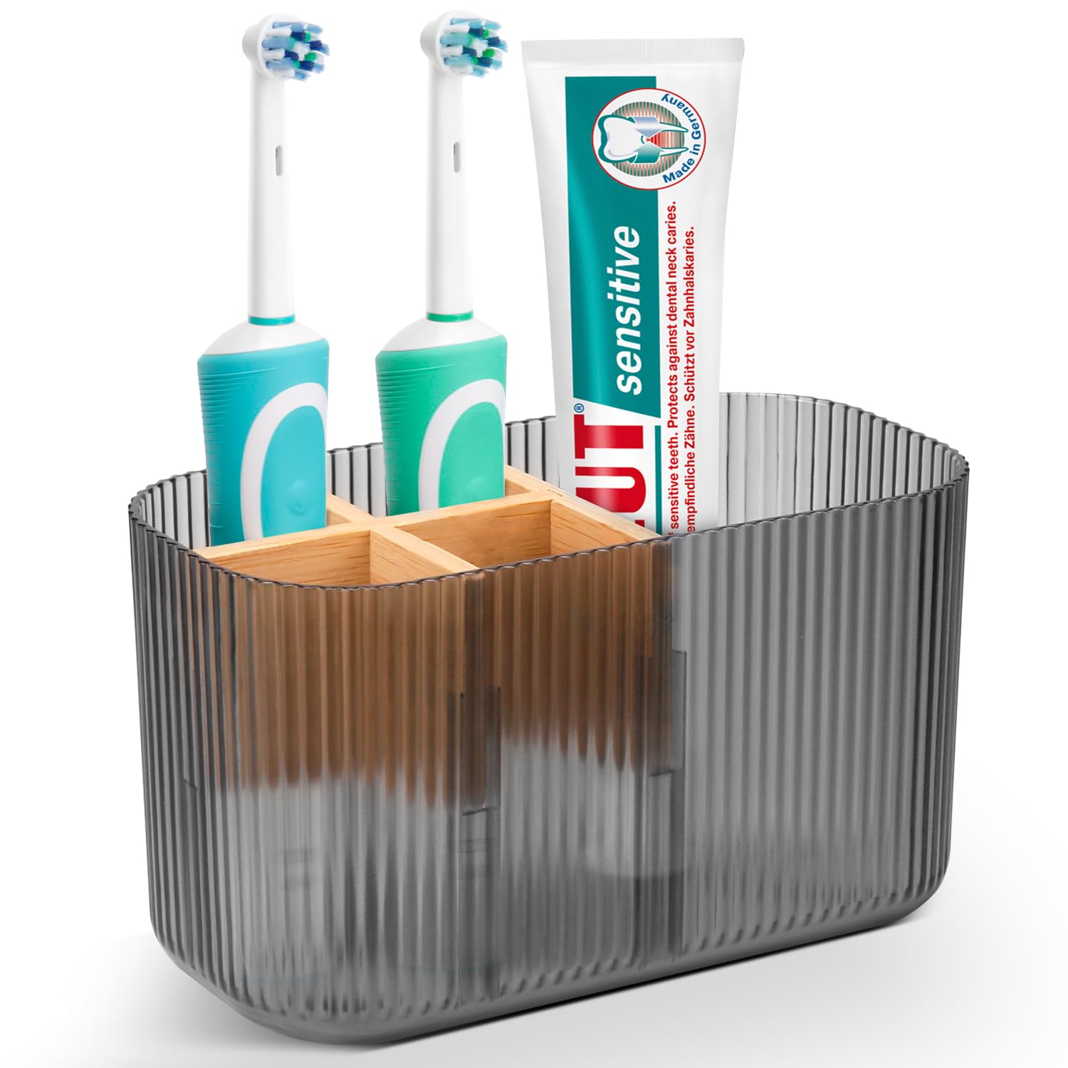 CHONLY 5-Slot Marble & Bamboo Toothbrush Holder – Electric Vanity Caddy