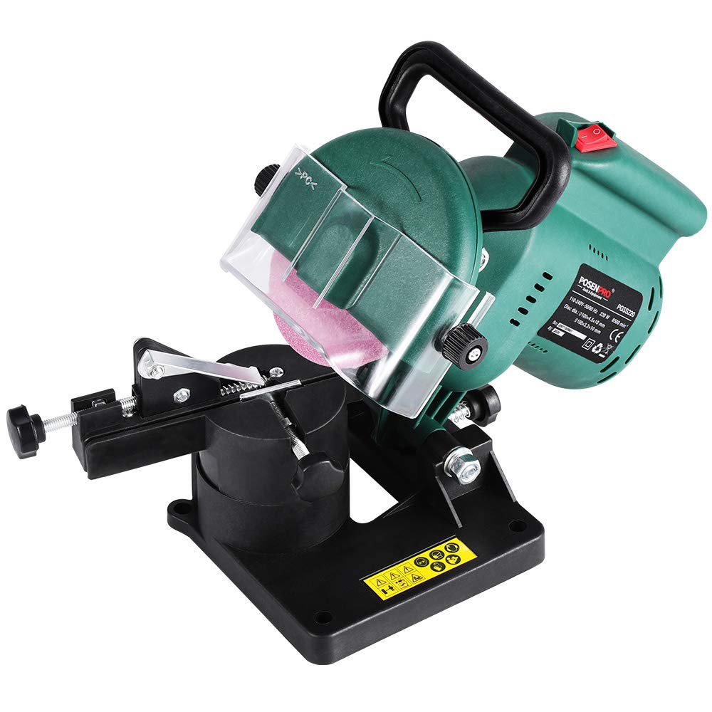 POSENPRO 220W Electric Chainsaw Sharpener | 100mm Grinding Wheel & 35° Angle