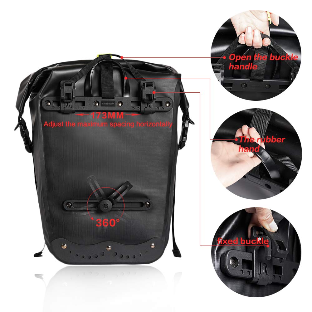 Rhinowalk 25L Waterproof Bike Pannier – Bicycle Rear Rack Cargo Bag