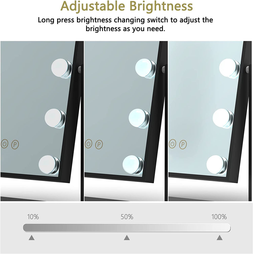 TUREWELL Hollywood Vanity Mirror with 12 Dimmable LED Bulbs - 360° Rotation