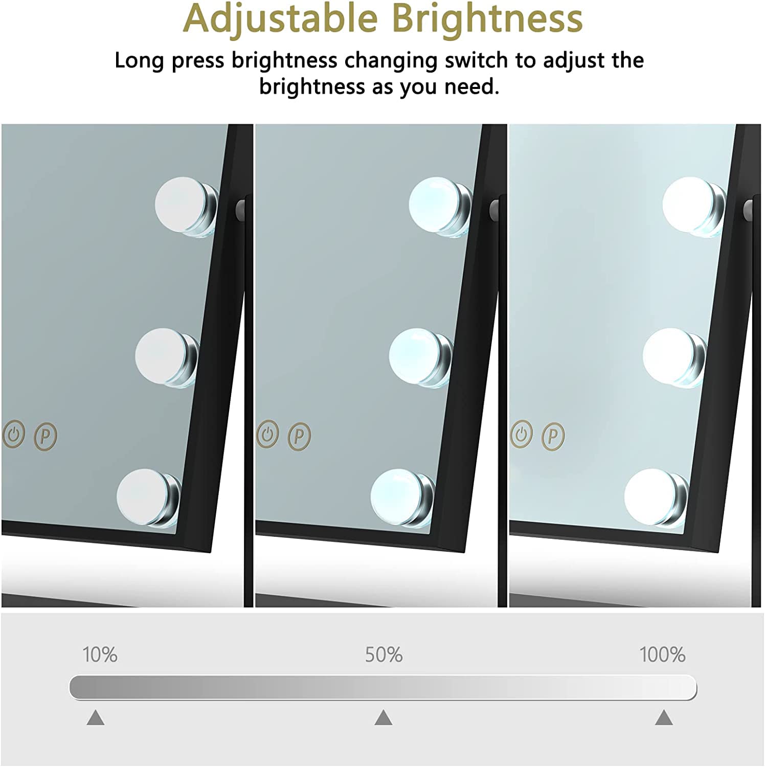 TUREWELL Hollywood Vanity Mirror with 12 Dimmable LED Bulbs - 360° Rotation