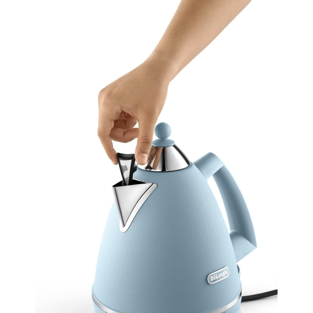 De'Longhi Argento Flora Electric Kettle – 1.7L Rapid Boil, Agave Blue