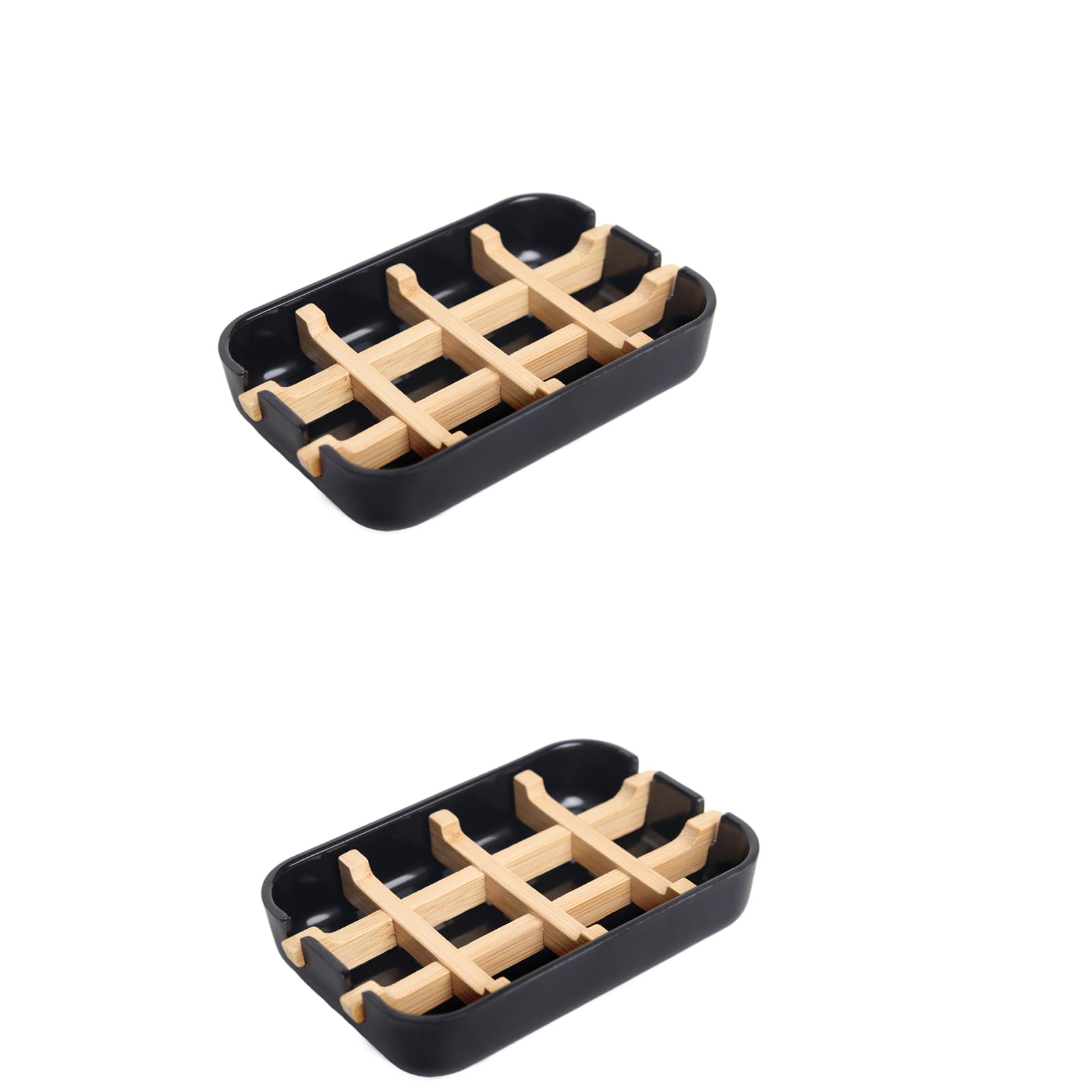 Ninebendstreams Bamboo Fiber Soap Dish – 2-Pack Draining Soap Holder