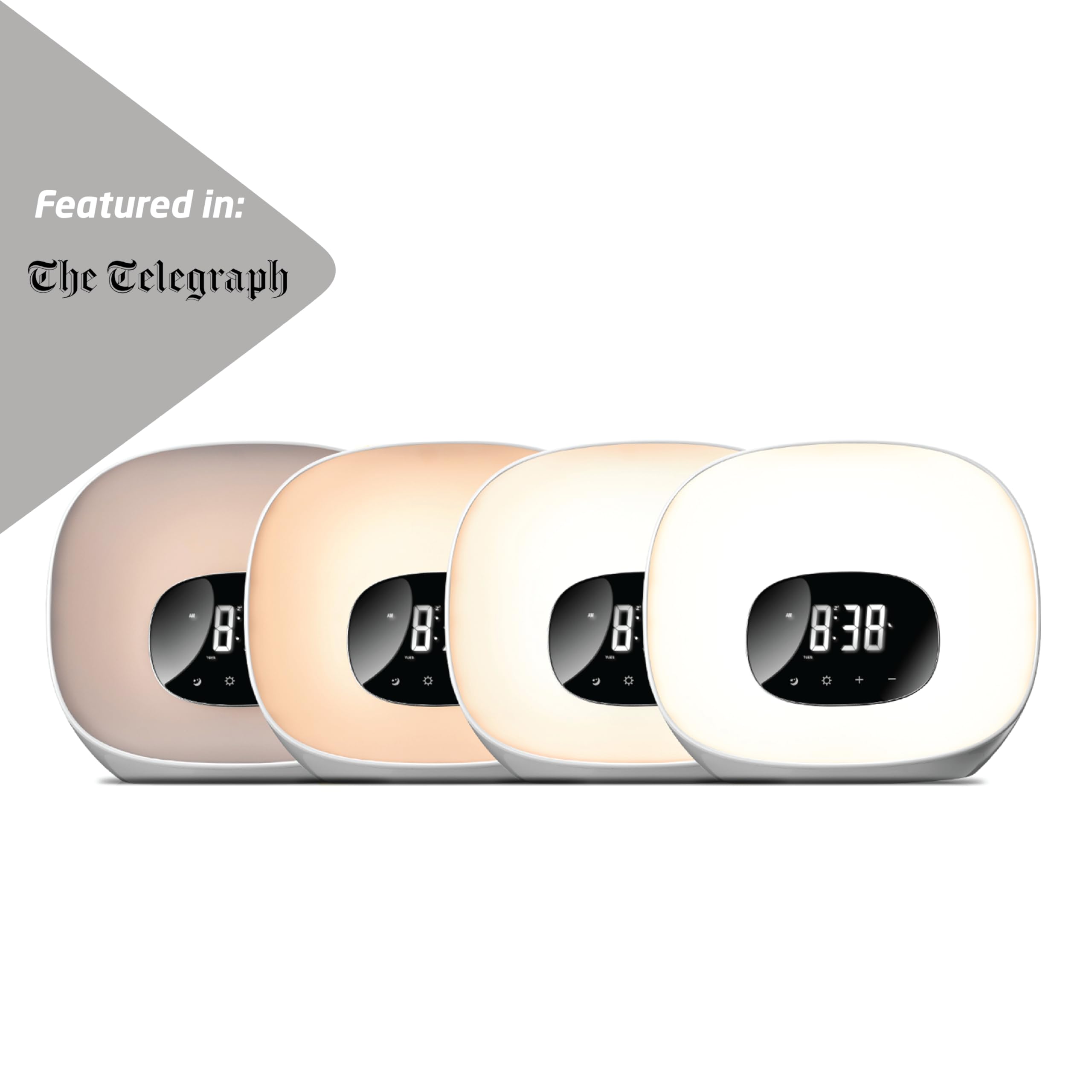 Groov-e Light Curve Sunrise Alarm Clock | FM Radio & LED Wake-Up Light