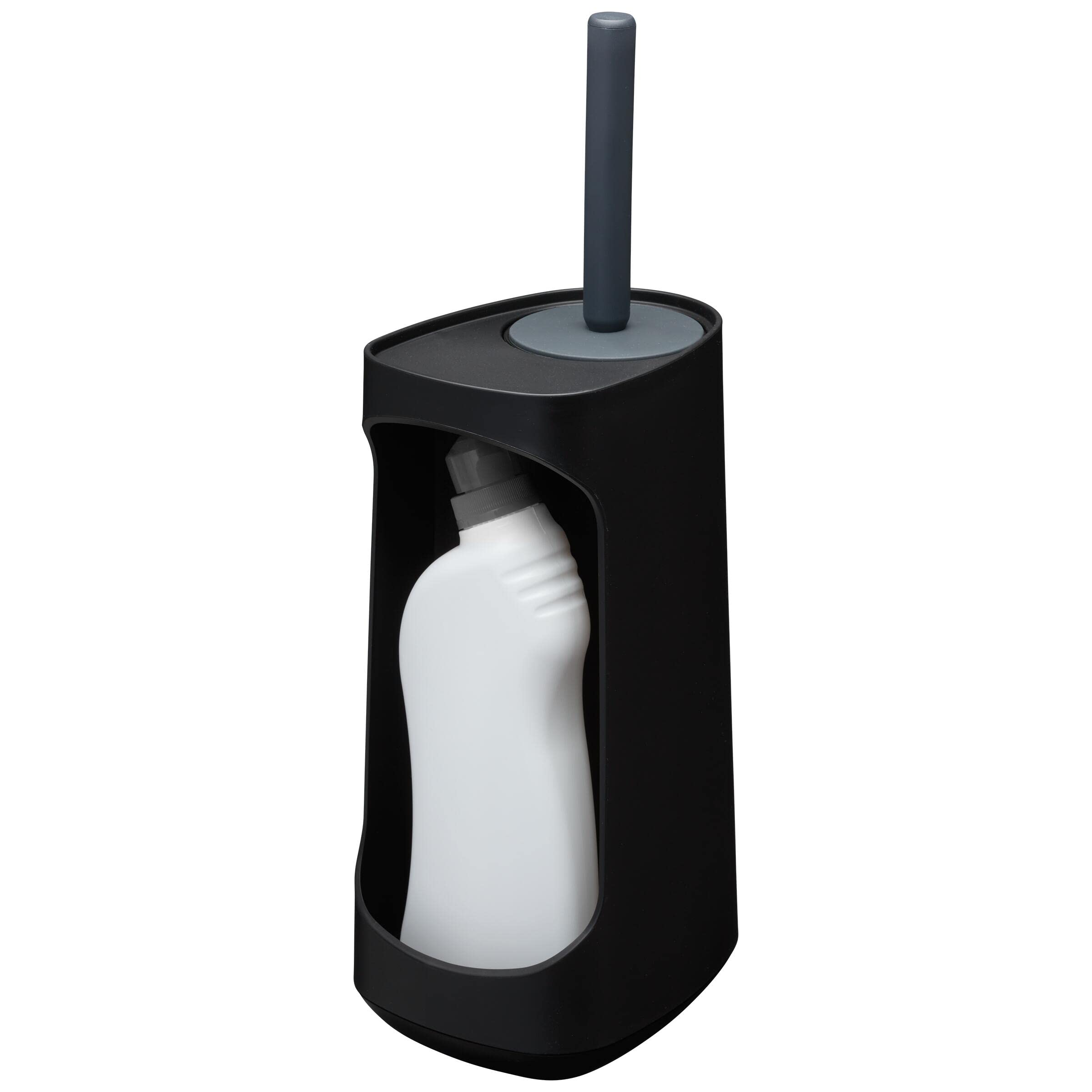 Tiger Tess Freestanding Toilet Brush Holder with Storage - Black