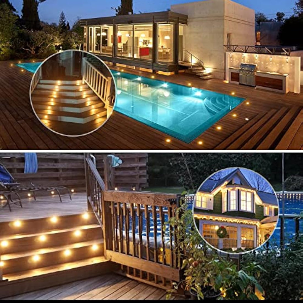 GEYUEYA Warm White LED Deck Lights – IP67 Waterproof Plinth Lighting (20 Pack)