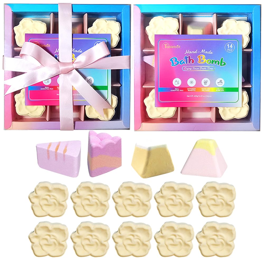 Tabletscit 14-Count Bath Bombs Set | Handmade Organic Spa Gift Set