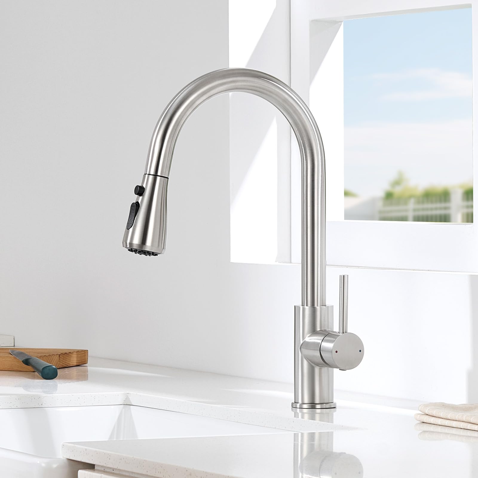 DERW Pull Out Kitchen Mixer Tap | Stainless Steel 360° Swivel Spout