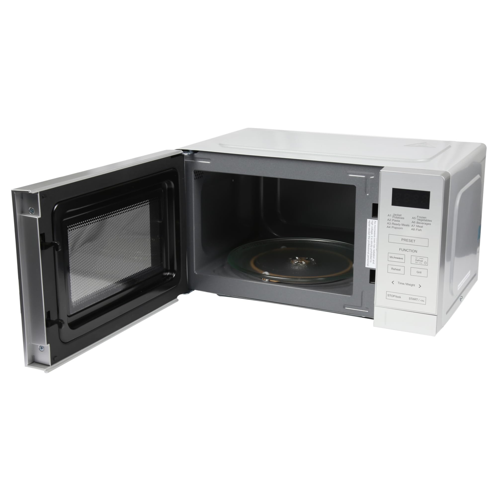 EMtronics 20L Digital Microwave with 800W Grill & 10 Power Levels – Silver