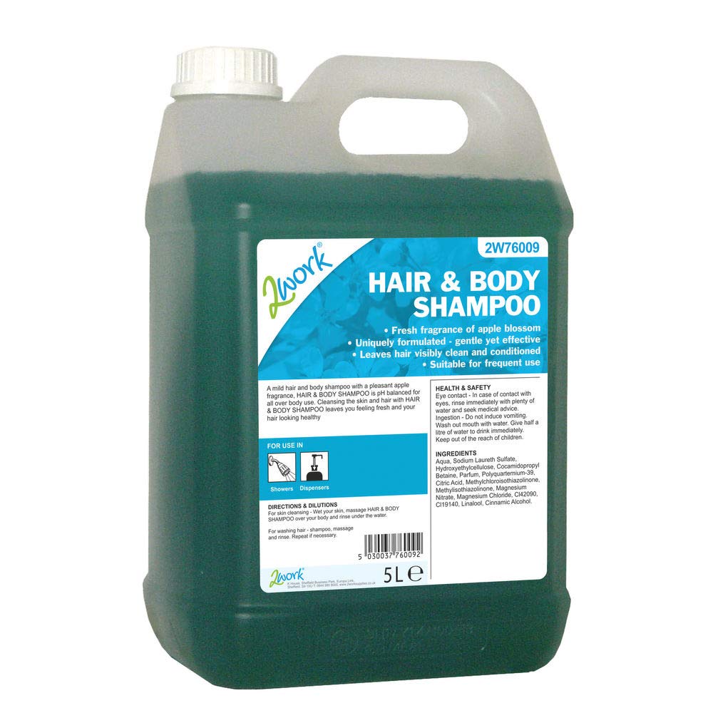 2Work Hair and Body Wash – Apple Fragrance Bulk Shampoo & Gel, 5 Litre