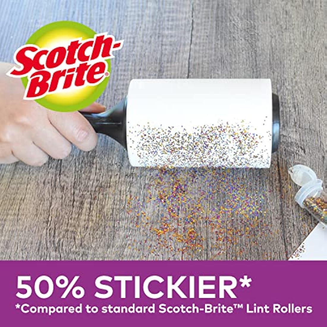 Scotch-Brite Pet Extra Sticky Lint Roller Refill | 48 Sheets, Black