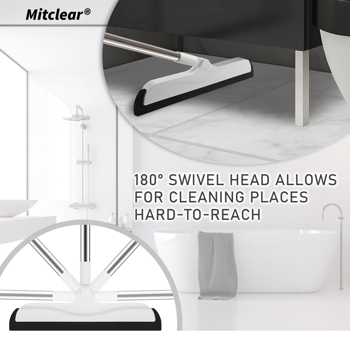 Mitclear Floor Squeegee Mop for Wet Room, Shower Sweeper Long Handle 50 IN - image 4