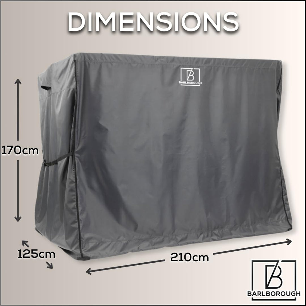 Barlborough 3 Seater Garden Swing Cover – Waterproof & Windproof, Charcoal