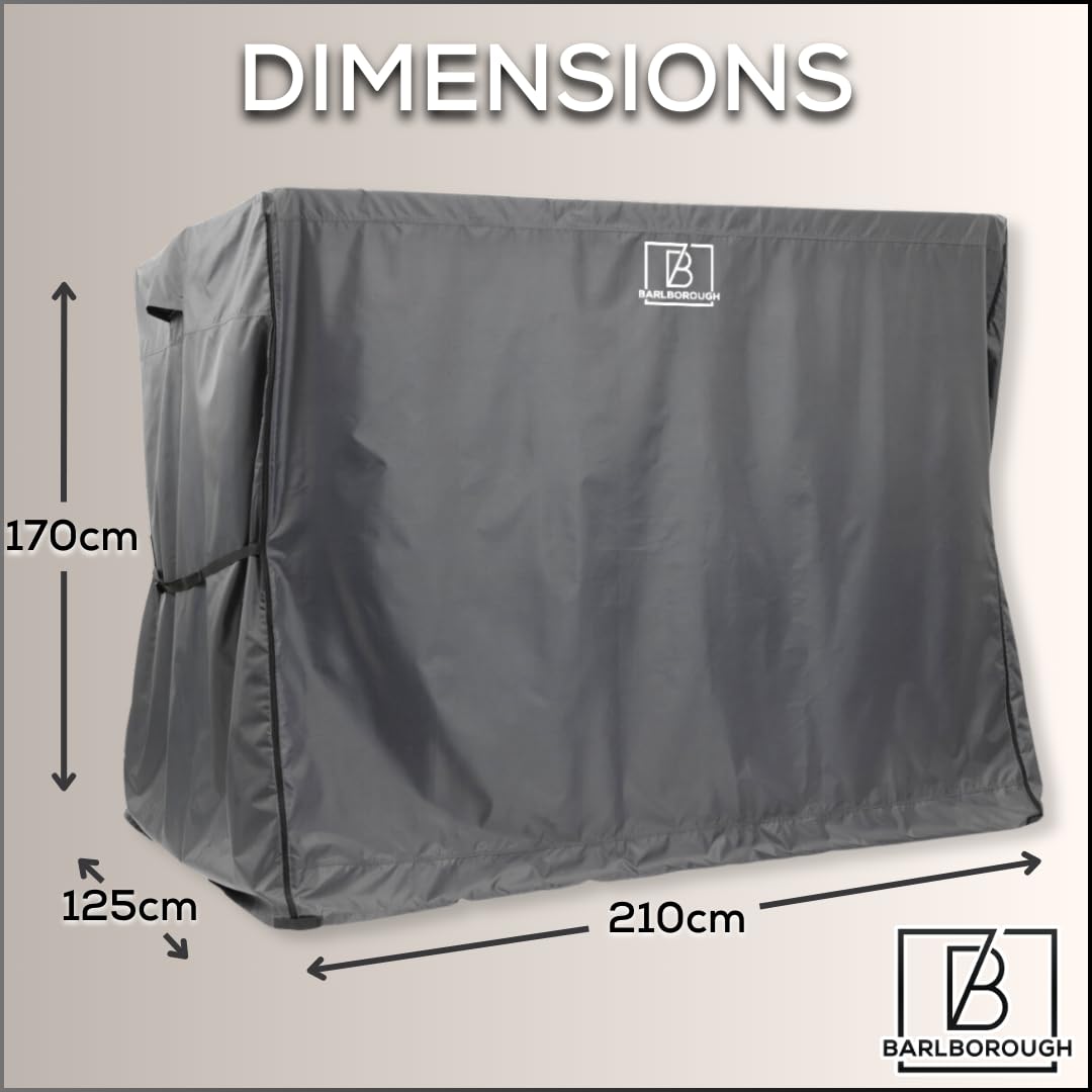 Barlborough 3 Seater Garden Swing Cover – Waterproof & Windproof, Charcoal