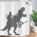 Funny Cat Dinosaur Shower Curtain - Waterproof Polyester 180x200cm