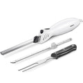 Reemix Electric Carving Knife Set with 2 Blades and Serving Fork - White