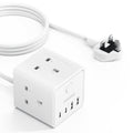 3M Extension Lead | 3 Way Multi Plug with 4 USB A & C