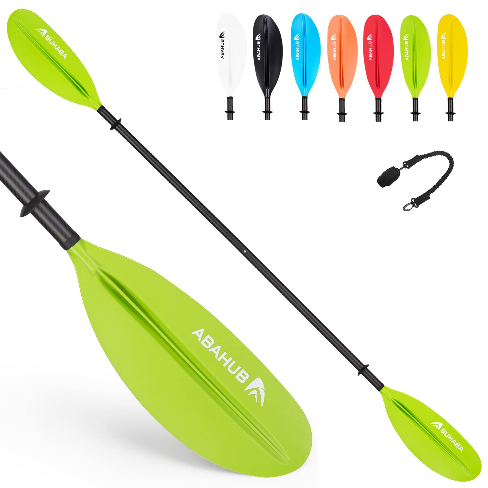 Abahub Carbon Fiber Kayak Paddle – 90.5 Inch Lightweight Oar with Leash