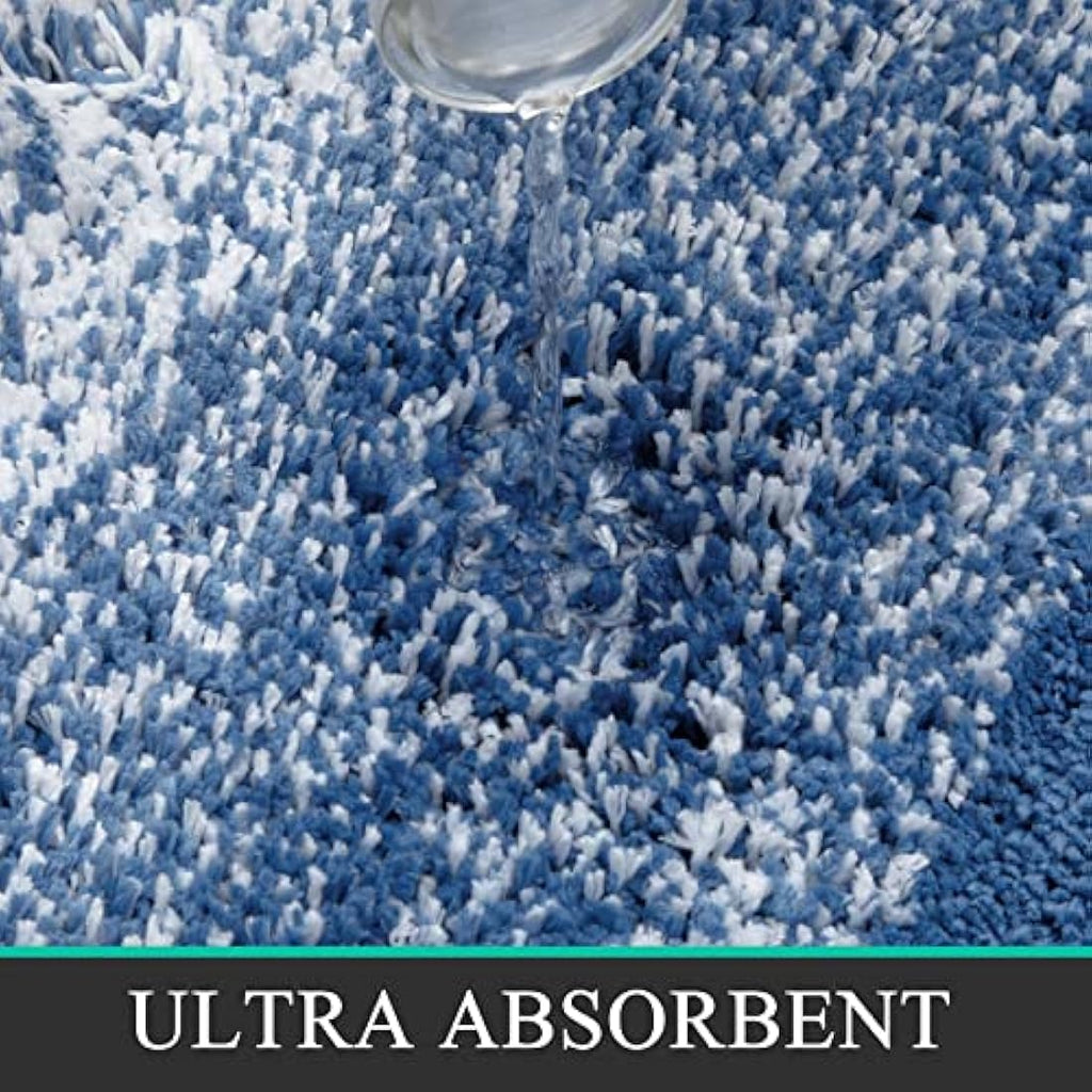 Enyhom 3-Piece Microfiber Bath Mat Set | Non-Slip Absorbent Rugs, Blue