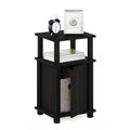 Furinno JUST Side Table, 3-Tier End Table with Door Cabinet, Night Stand, Bedside Table with Open Shelf, for Living Room, Bedroom, Espresso