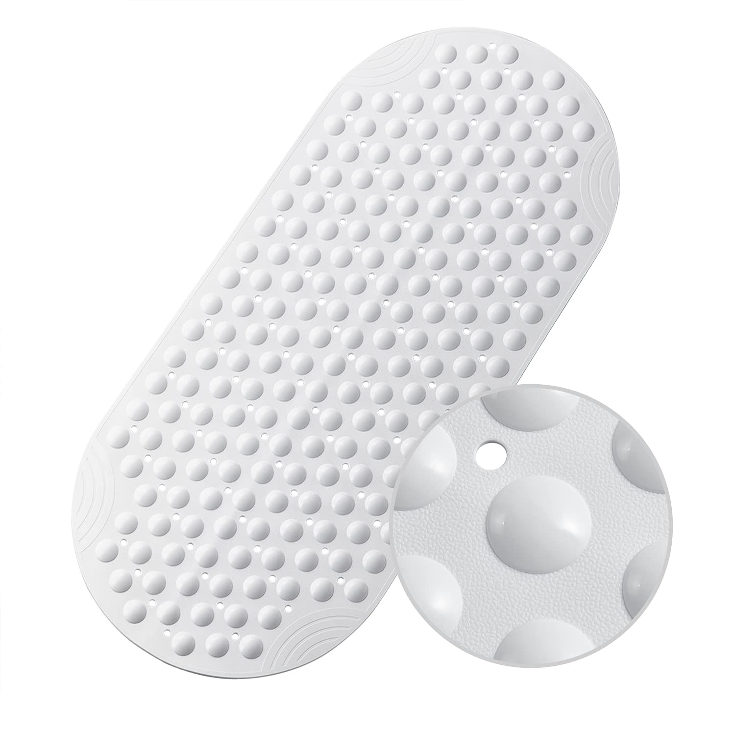 WELTRXE Non-Slip Bathtub Mat – 88x40cm Anti-Mould Vinyl Shower Mat, White