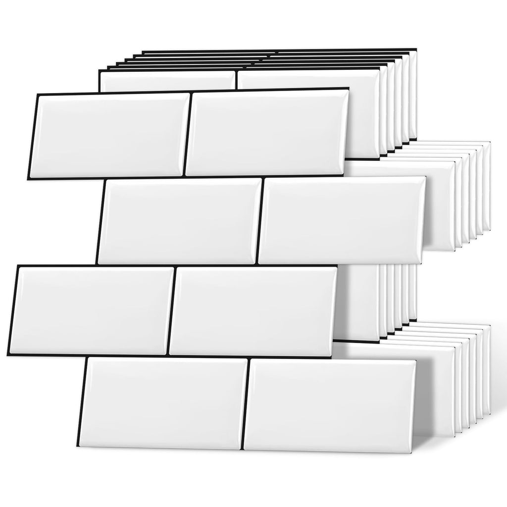 DEWOO White Subway Peel and Stick Wall Tiles - 10-Sheet Kitchen Splashback