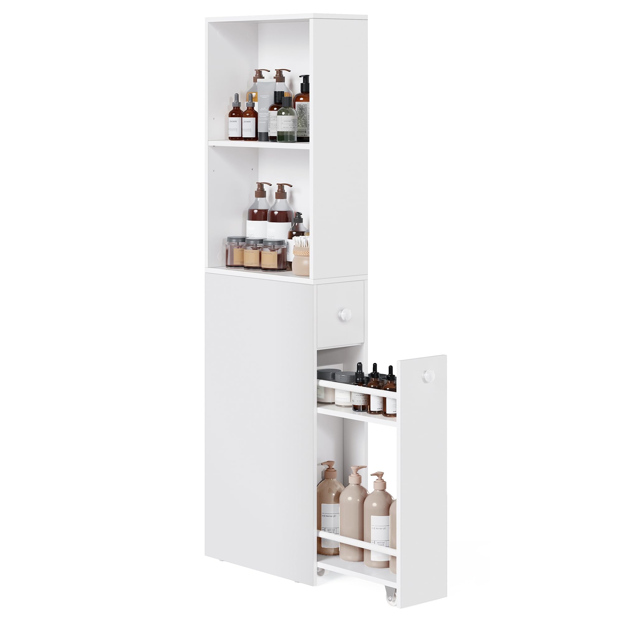 VASAGLE Tall Bathroom Cabinet - Slim Narrow Storage Unit with Drawers