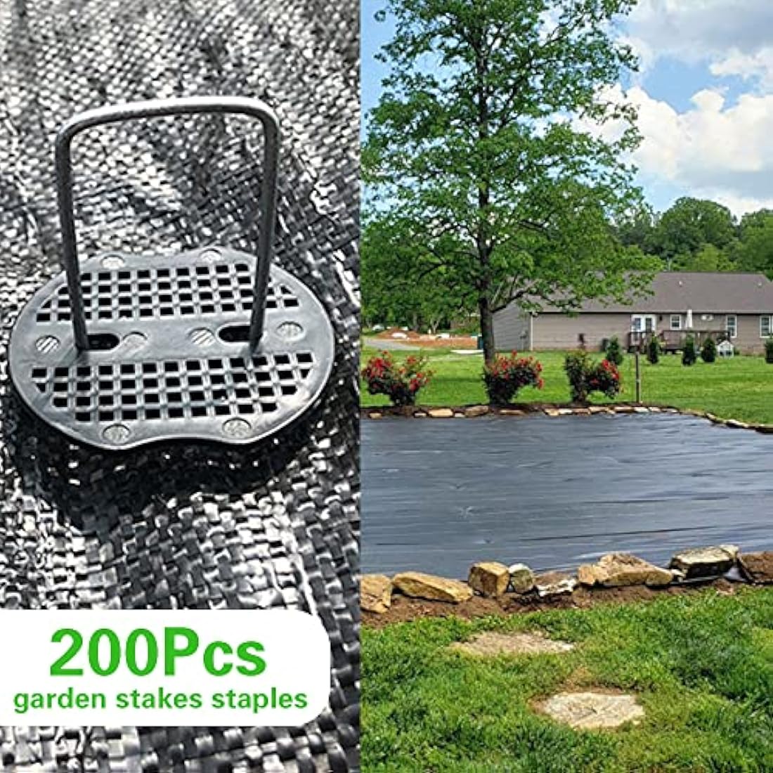 Bakulyor 200 Galvanized Steel Garden Pegs with Washers - 6 Inch U-Stakes