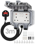 Zenmos Double Outdoor Socket | IP66 Waterproof 3M Extension Lead